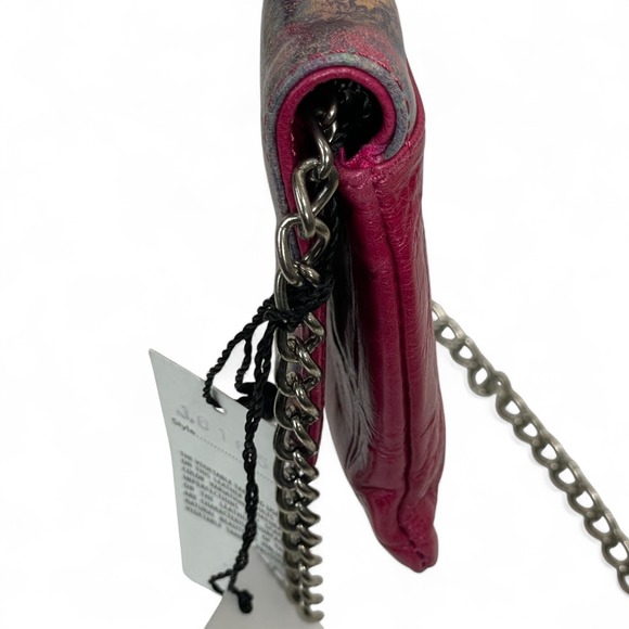 Italian Leather Floral Clutch Dark Pink‎ Evening Bag - Picture 10 of 16